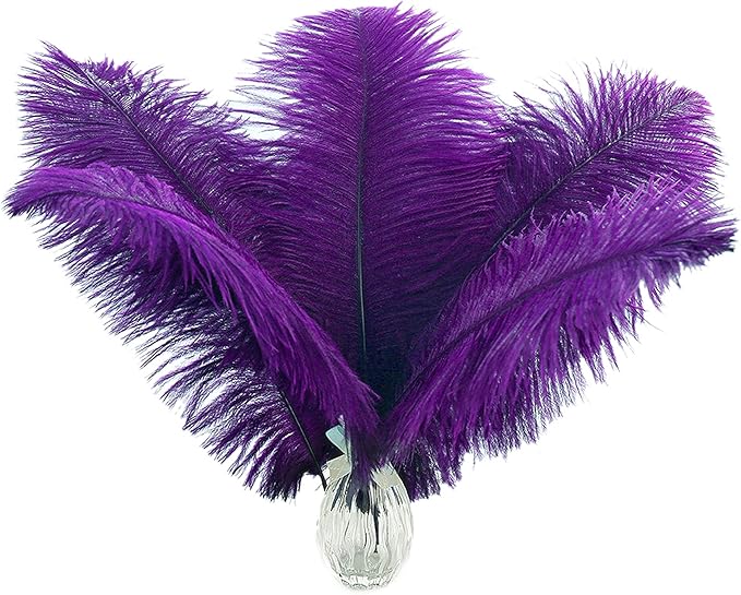Ballinger Purple Ostrich Feathers Bulk - 24Pcs 10-12inch Feathers for Vase, Party Centerpieces Mardi Gras and Home Decor