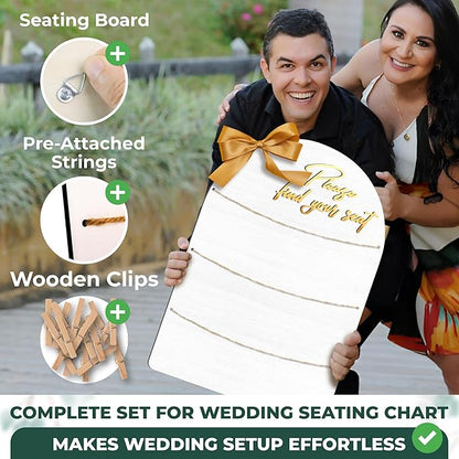 Wedding Seating Chart Board Display for Wedding Reception - Rustic Seating Chart for Reception Display, Find Your Seat Sign Wood Board Decor Ideas