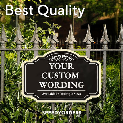 Custom Metal Decorative Signs, Personalized Aluminum, Custom Driveway Signs, Waterproof, Design 2 Black Charcoal 10x7 In