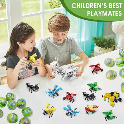 Mini Building Block Sets, 12PCS Insects Building Blocks, 6 in 1 STEM Toys Eggs Building Sets, Party Favors for Kids Goodie Bags Prizes/Birthday Gifts