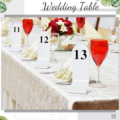 Remerry 50 Pcs Table Numbers 1-50 Acrylic Double Sided Number Cards Acrylic Tent Table Holders Tent Cards Wedding for Restaurant, 2.36 x 6.3 Inch (White)