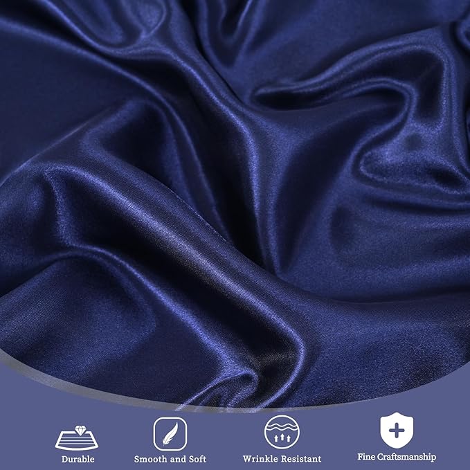fani 12 Pack 120 Inch Navy Blue Satin Tablecloth - Premium Bright Silky Round Tablecloth Overlay Smooth Fabric Table Cover, Table Decoration for Wedding Party Banquet Events Restaurant Kitchen Dining