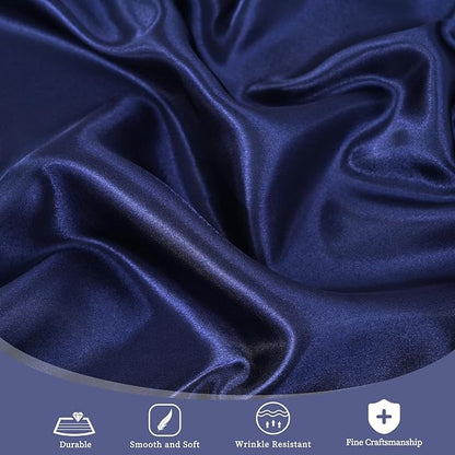 fani 12 Pack 120 Inch Navy Blue Satin Tablecloth - Premium Bright Silky Round Tablecloth Overlay Smooth Fabric Table Cover, Table Decoration for Wedding Party Banquet Events Restaurant Kitchen Dining