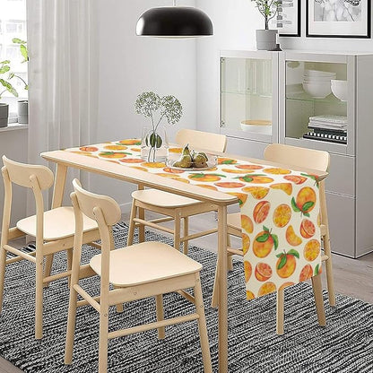 Watercolor Fruit Botanical Print Table Runner Spring Summer Orange Lemon Dinner Runner for Farmhouse Party Holiday Home Kitchen Dining Table Decor 13x108