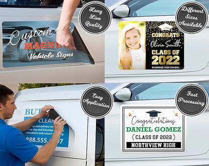 Die Cut Custom Car Magnet Sign | Personalized Logo for Your Car Van Truck | Advertise Your Business Vehicle Magnetic | Professionally Printed | Crafted in USA | Choose Your Text Logo