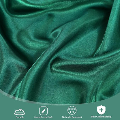 12 Pack 120 Inch Hunter Green Satin Tablecloth - Premium Bright Silky Round Tablecloth Overlay Smooth Fabric Table Cover, Table Decoration for Wedding Party Banquet Events Restaurant Kitchen Dining