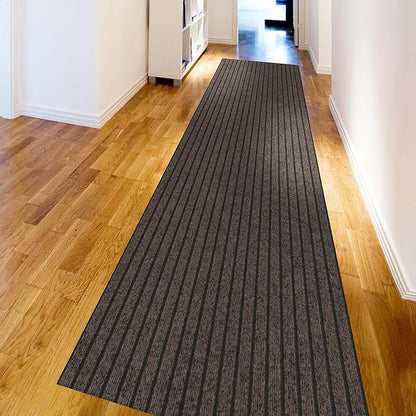 Ottomanson 2'7" x 50' Hallway Runner with Scraper Pile - Extra Durable Non-Slip Rug Mat for Indoor & Outdoor Use - Ideal for Kitchen, Entryway & Garage - High-Traffic Carpet, Brown