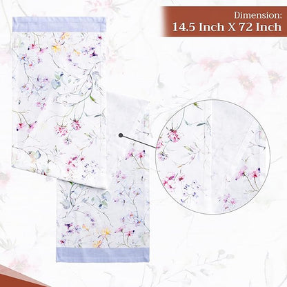 Maison d' Hermine Table Runner 100% Cotton Single Layer Table Runners 72 inches Long Decorative for Home Kitchen Dining Party Wedding Bridal Shower Spring Summer (Summer Floral, 14.50" x 72")