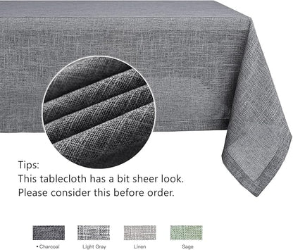 maxmill Flaxy Faux Linen Table Cloth with 2-Tone Slubby Texture Wrinkle Resistant Anti-Shrink Soft Tablecloth for Kitchen Dining Tabletop for Buffet Banquet Parties Rectangle 52 x 70 Inch Charcoa