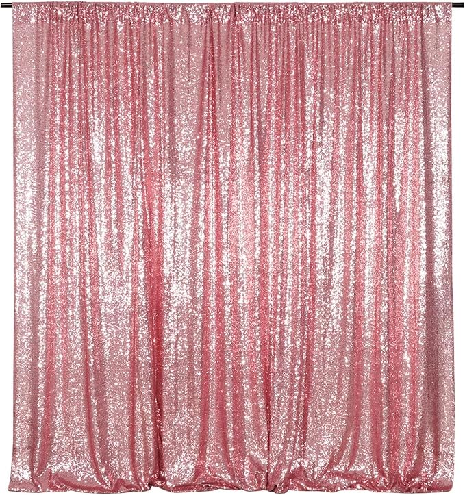 Poise3EHome 8FT x 8FT Sequin Photography Backdrop Curtain for Party Decoration, Fuchsia Pink