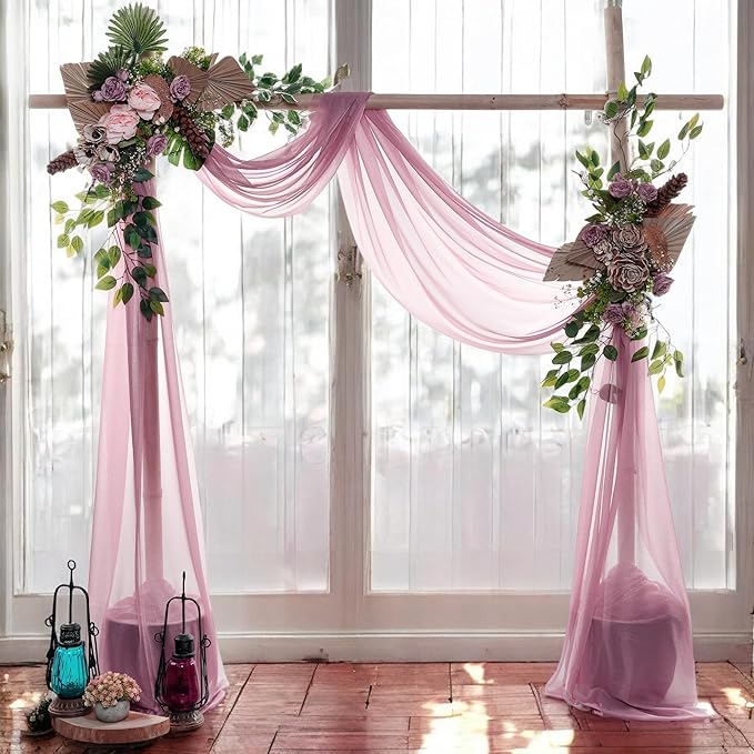 MDS Halloween Chiffon Draping Fabric - 1 Panel, 30" Wide x 50ft Long - Sheer Spooky Arbor & Canopy Drapery for Haunted House Backdrops, Party Ceilings, DIY Costumes & Themed Events - Mauva