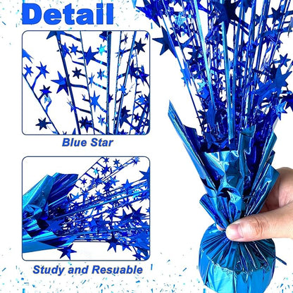 12 Pack Metallic Foil Spray Centerpiece Star Table Decoration Burst Table Centerpieces for Birthday Wedding Anniversary Graduation Holiday Party Supplies Decor, Blue
