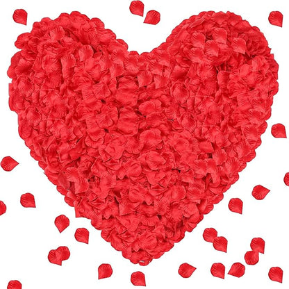 1000Pieces Rose Petals, Artificial Flower Petals Fake Rose Petals Silk Red Rose Petals for Romantic Night,Wedding,Proposal Anniversary Flower Decorations (Red)