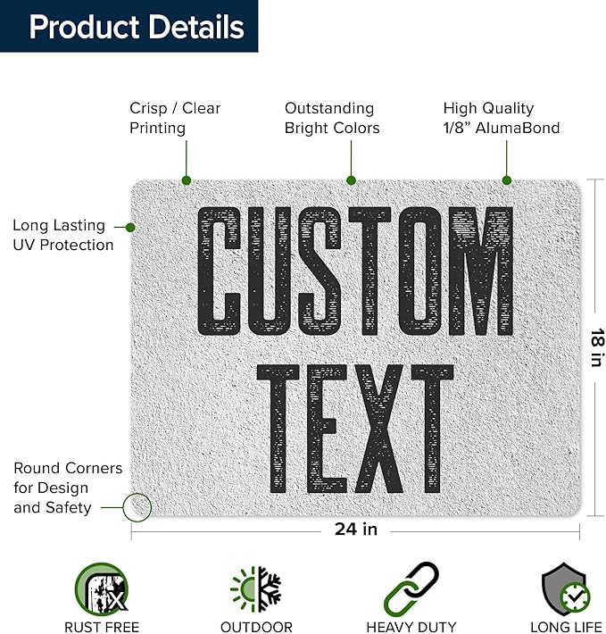 Custom Sign, Custom Street Sign, 11 Font Colors, 13 Font Styles, 4 Hole Options, 22 Sizes, 18x24 Inches, Rust Free DiBound, Fade Resistant, Made in USA by My Sign Center (Concrete)