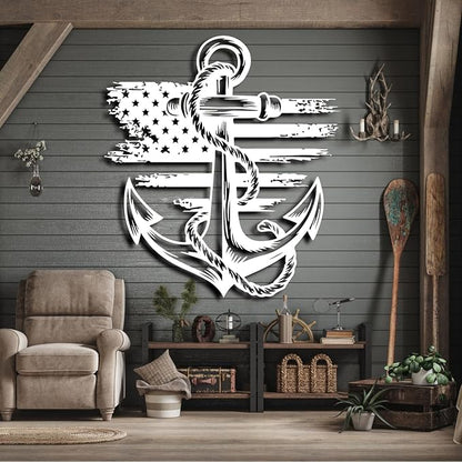 lunwall Metal Anchor Wall Decor, Anchor Metal Sign, Metal Anchor Decor, Anchor Metal Wall Art, Metal Nautical Wall Decor, Metal Wall Decor Coastal, Anchor Wall Decor (black, 28L x 25W / 70 x 63 cm)