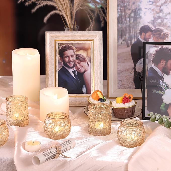 12pcs Assorted Gold Votive Candle Holders, Tea Light Candle Holder for Table Centerpiece, Gold Candle Holders for Wedding Centerpieces, Brithday and Holiday Decorations