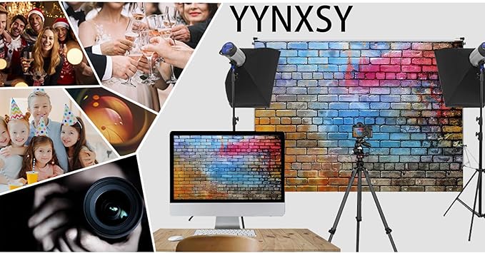 YYNXSY Colorful Brick Wall Photo Backdrop Retro Theme Stone Brick Wall Background Brick Design Microfiber Background Brick Decoration Brick Party Decoration Photo Background 7X5FT YY-24