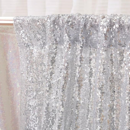 Poise3EHome 6FT x 8FT Silver Sequin Photo Backdrop Curtain for Birthday Wedding Engagement Baby Shower Bachelorette Christmas Party Decorations