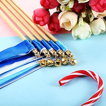 Boao 40 Pieces Mixed Color Ribbon Sticks with Bell, Ribbon Sticks for Stick Party, Streamers for Wedding Birthday Party Celebration Baby Shower Favors(Blue)