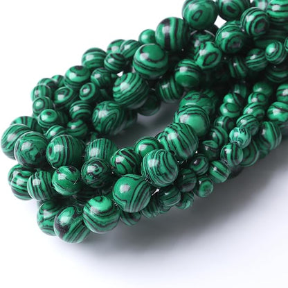 Turquoise Stone Beads Gemstone Round Crystal Energy Jade Beads Stone Beads for Jewelry Making DIY Bracelet Necklace Jewelry Making 1 Strand 15.5inch 45PCS 8MM