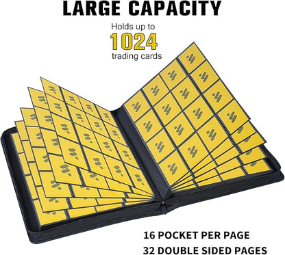 Premium 1000+ Pockets Card Binder,16 Pockets Trading Card Binder Ringless Side Loading Trading Card Album Folder for TCG - Dark Purple