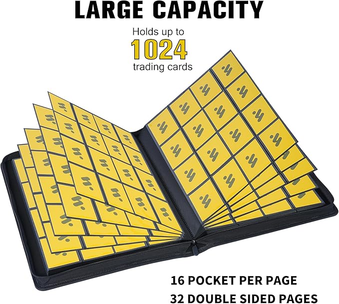 Premium 1000+ Pockets Card Binder,16 Pockets Trading Card Binder Ringless Side Loading Trading Card Album Folder for TCG - Light Green