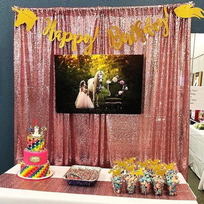 Poise3EHome 8FT x 8FT Sequin Photography Backdrop Curtain for Party Decoration, Fuchsia Pink