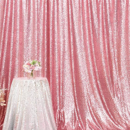 Eternal Beauty Fuchsia Pink Sequin Backdrop, 10x10 Ft Glitter Background Curtains for Shimmer Photography Party Wedding Birthday Back Drop Decor