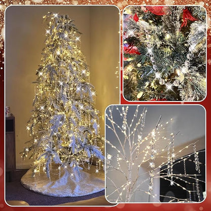 10 PCS Crystal Garland Strands, 33ft Hanging Crystal Strings for Window Curtains Doorway Decorations, Acrylic Clear Maple Leaf Crystal Ornaments for Christmas Tree, Wedding Party Home Chandelier Decor