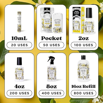 Poo-Pourri Before-You-Go Toilet Spray, Original Citrus, 4 Fl Oz, Up to 200 Uses, Bathroom Odor Deodorizer, Plant-Based with Essential Oils, for Home or Work, Lemon, Bergamot and Lemongrass Scent