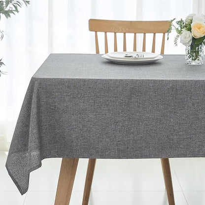 maxmill Square Linen Textured Tablecloth Waterproof Spillproof Wrinkle Free Slubby Textured Table Cloth for Dinner and Party Washable Wipeable Fabric Table Cover Decoration, 60 x 60 Inch, Dark Grey