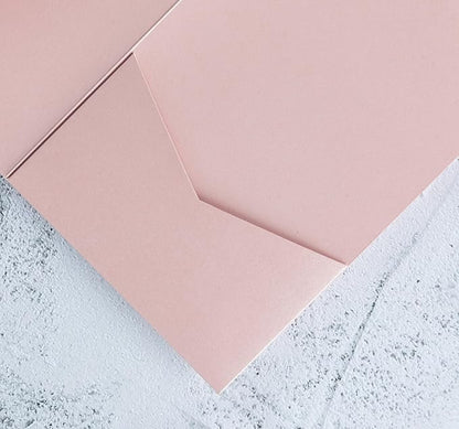 20 PCS Blush Pink Tri-fold Laser Cut Wedding Invitation Pockets for 5x7 Wedding Cards Bridal Shower Engagement Quinceanera Invitation