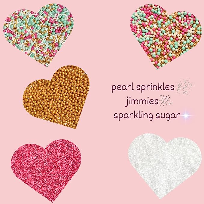 Confect Sprinkles – Princess Party Edible Sprinkles | Mix with Golden Pearl, Blue & White Dragees, , Mint green, White Sparkling Sugar & Pink Jimmies | Vegan, Gluten-Free Cake & Cupcake Decorating Topping - 5 Oz