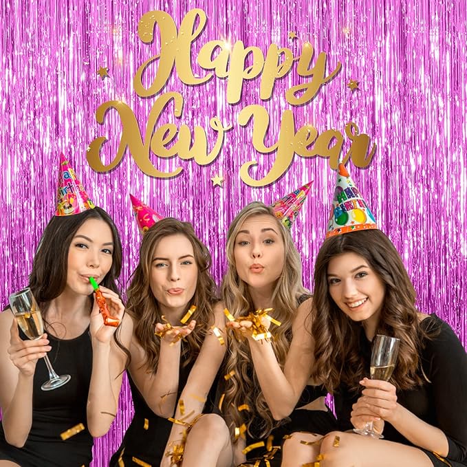 10 Pack Foil Curtain Backdrop Metallic Tinsel Foil Fringe Curtains Photo Booth Props for Birthday Wedding Engagement Baby Shower Bachelorette Christmas Holiday Celebration Party Decorations