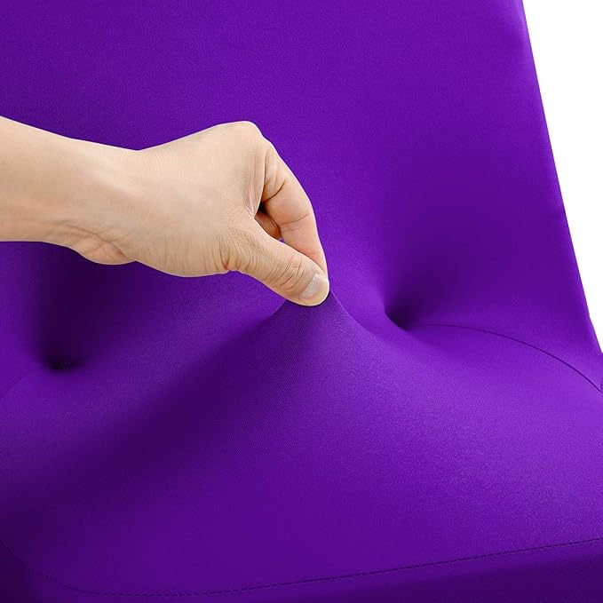 Peomeise Stretch Spandex Folding Chair Cover for Wedding Party Dining Banquet Event (Purple,25pcs)