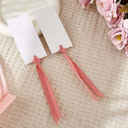 60pcs Place Cards for Table Setting.Name Table Cards Wedding Place Cards with Pink Ribbons. Can be Used for Wedding Banquet Table Decoration and Present Tags for Parties (Pink)