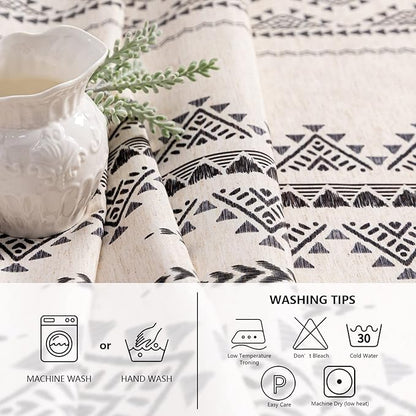 MYSKY HOME 60x102 Boho Rectangle Tablecloth Linen Farmhouse Tablecloth Waterproof Decorative Fabric Table Cloth for Kitchen Dining Bohemian Tablecloth for 6 Feet Table,Grey