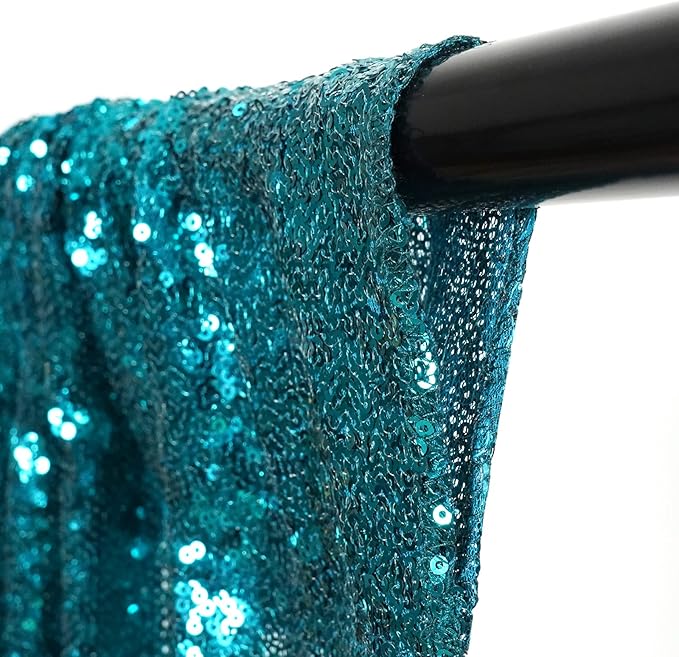 Poise3EHome Teal Sequin Backdrop,8FT x 10FT Sequin Photography Backdrop Curtain for Party Decoration