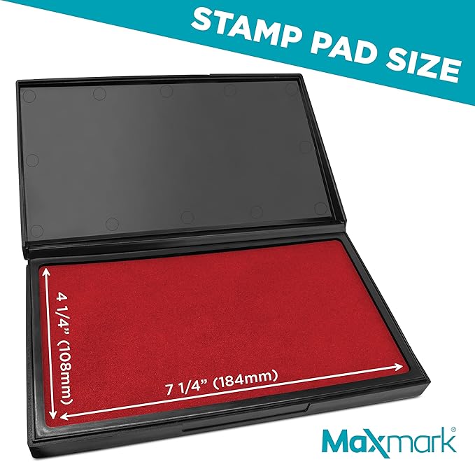 MaxMark Large Red Stamp Pad - 4-1/4" by 7-1/4" - Premium Quality Felt Pad