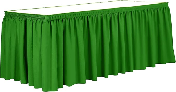 Ultimate Textile Pleat Polyester Fabric Table Skirt - Machine Washable Flame Resistant with Clips for Events, Weddings & Trade Shows, Cut & Sewn in Paterson, NJ - Kelly, 7' Shirred Pleat