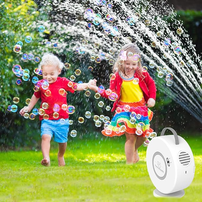 Bubble Machine for Kids Toddlers,Automatic Bubble Blower Rechargeable, 90° 360° Auto Rotatable Portable Bubble Maker Electric Bubbles Toy for 3 4 5 6 7 8 Year Old, Outdoor Wedding Party Gifts