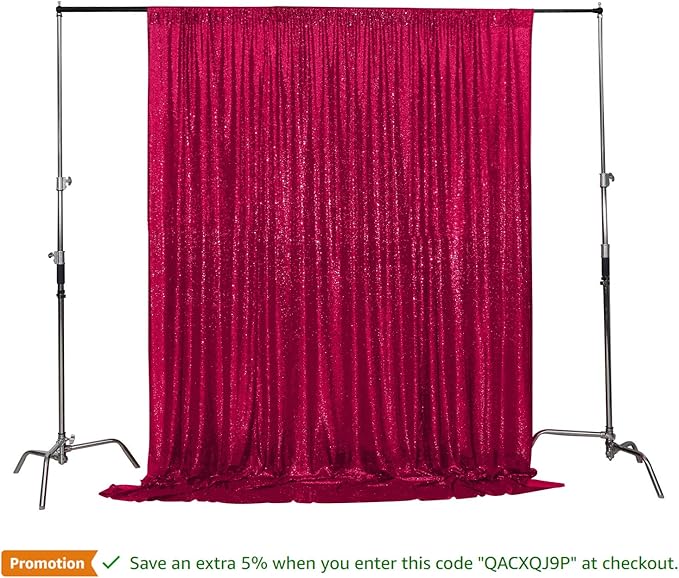 Poise3EHome 6FT x 8FT Sequin Photography Backdrop Curtain for Party Decoration, Hot Pink
