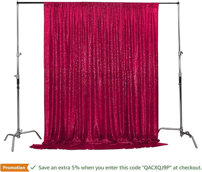Poise3EHome 6FT x 8FT Sequin Photography Backdrop Curtain for Party Decoration, Hot Pink