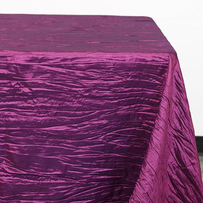 YOUR CHAIR COVERS - 90 x 132 inch Rectangular Crinkle Taffeta Tablecloth - Purple, Rectangle Table Linens for 6 ft Rectangular Tables, Wedding Crushed Table Cloth