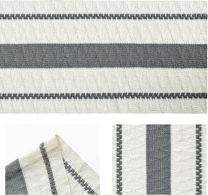 Artoid Mode Dark Grey Farmhouse Woven Rustic Table Runner, Seasonal Holiday Hollow Kitchen Dining Table Decoration for Home Party Decor 12x36 Inch