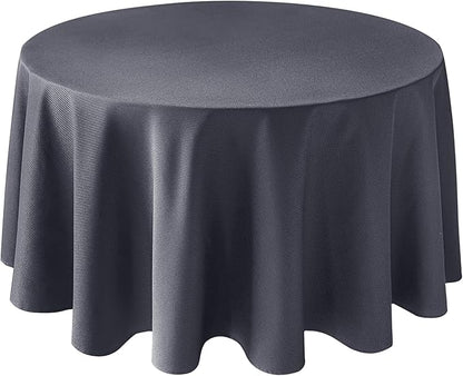 Biscaynebay Textured Fabric Round Tablecloths 90", Dark Grey Water Resistant Washable Table Cloths Circle Folding Table Covers Linen for Dining, Kitchen, Wedding, Parties, etc