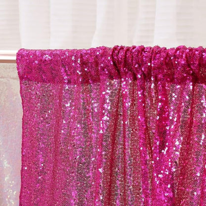 Poise3EHome 6FT x 8FT Sequin Photography Backdrop Curtain for Party Decoration, Hot Pink