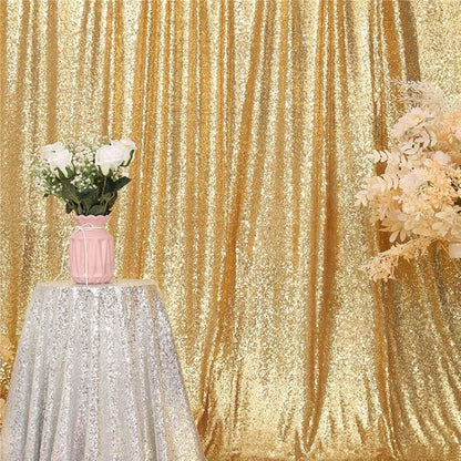 Eternal Beauty Gold Sequin Backdrop, 5x7 Ft Glitter Background Curtains for Shimmer Photography Party Wedding Birthday Back Drop Decor