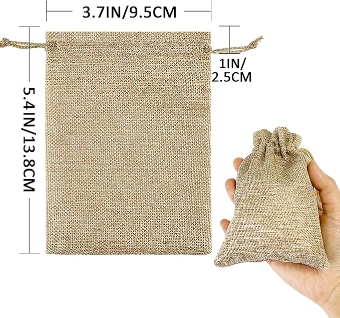 ANPHSIN 75 Pcs Small Burlap Gift Bags with Drawstring - 5.4" x 3.7" Burlap Favor Sacks, Mini Gift Wrapping Bags for Wedding Baby Shower Classmates Festival Party Favors, DIY Craft