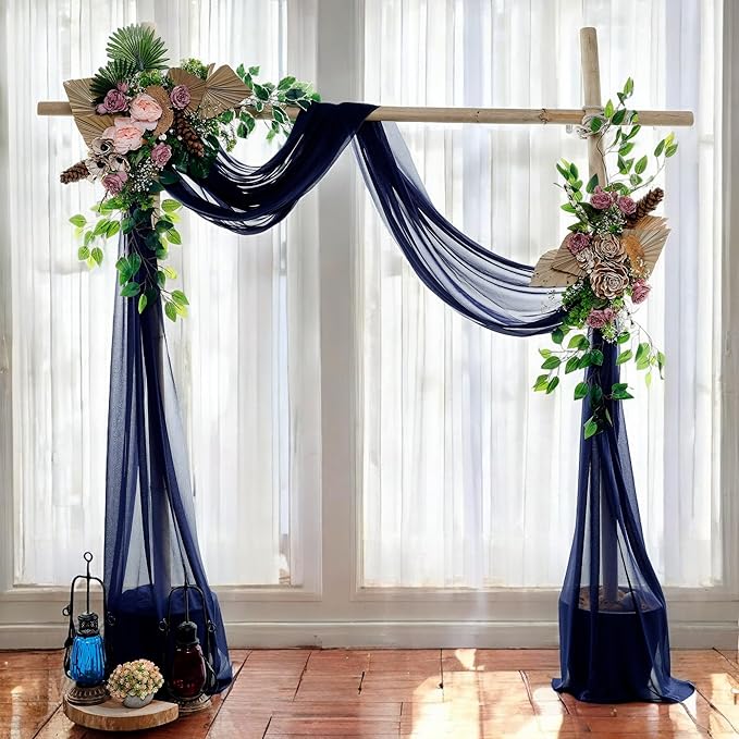 MDS Halloween Chiffon Draping Fabric - 1 Panel, 30" Wide x 20ft Long - Sheer Spooky Arbor & Canopy Drapery for Haunted House Backdrops, Party Ceilings, DIY Costumes & Themed Events - Navy Blue